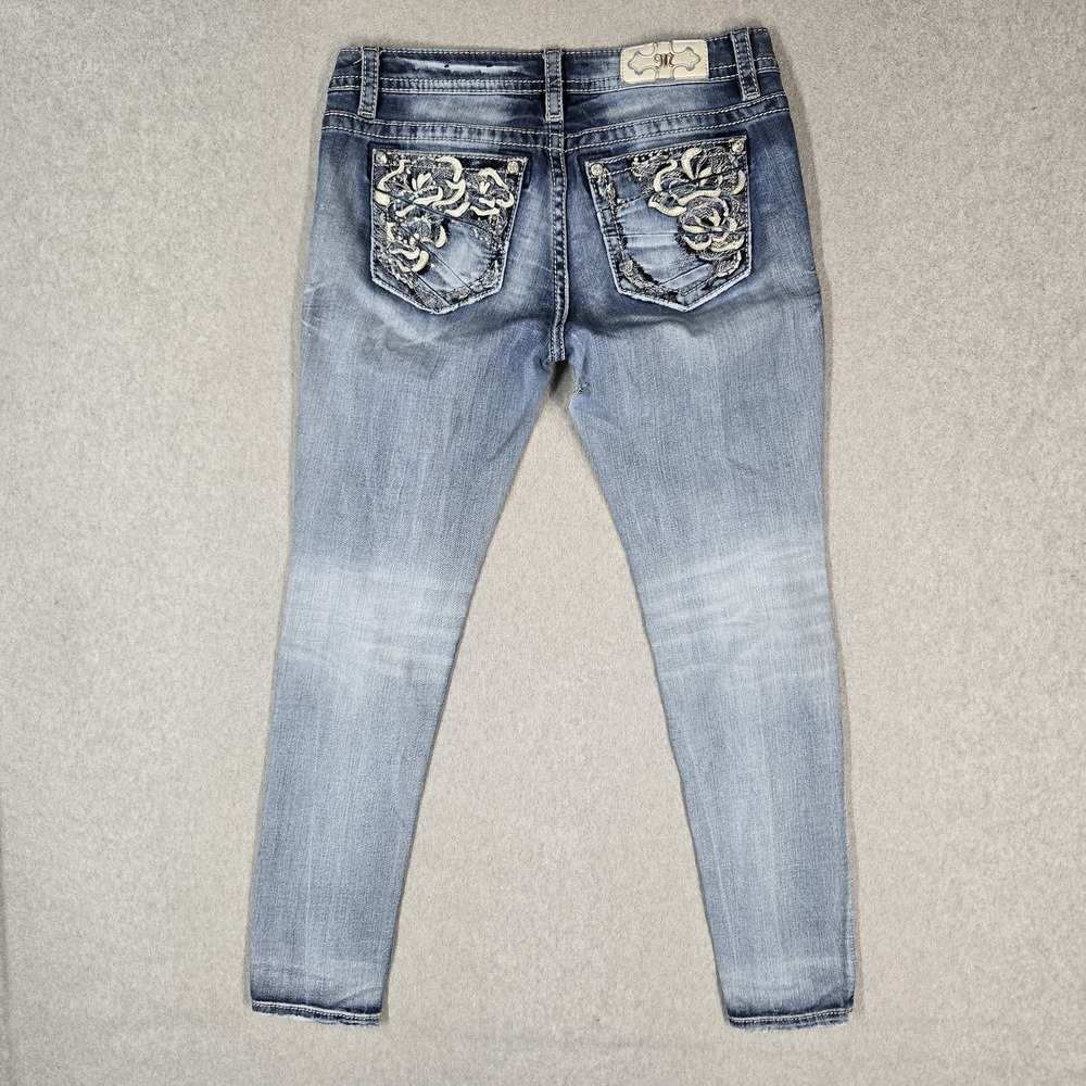 Miss Me Women Jeans 28 Blue Denim Embroidered J3140SR Signature Skinny